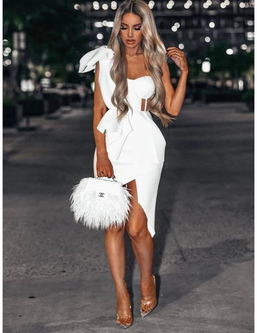 Kaydence Ruffled Dress- White - Top Glam Shop