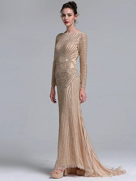 Anastasia Crystal Gown- Gold - Top Glam Shop