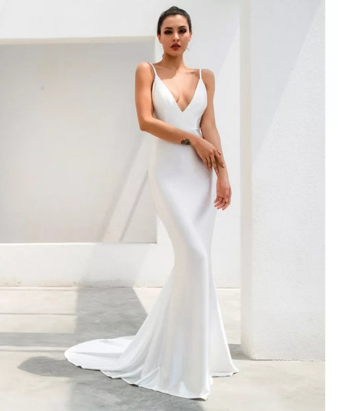 Emilia Sateen Gown- White - Top Glam Shop