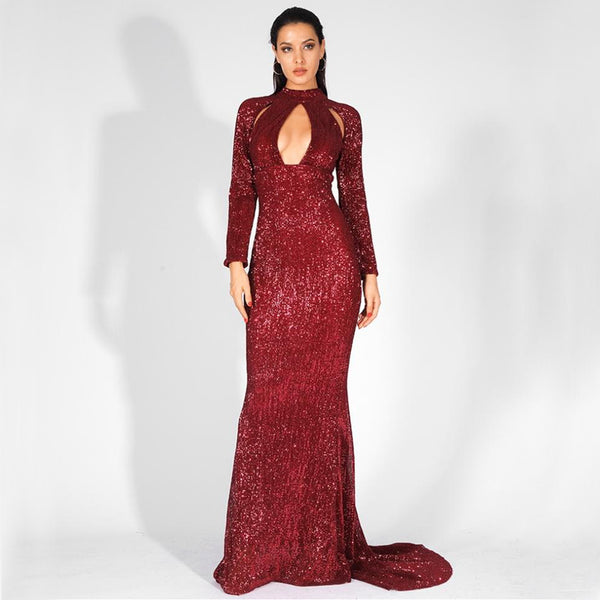 5th Avenue Gown- Deep Red - Top Glam Shop