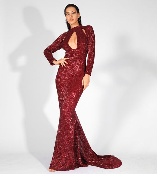 5th Avenue Gown- Deep Red - Top Glam Shop