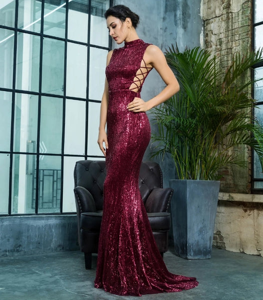 Amelia Gown- Deep Red - Top Glam Shop