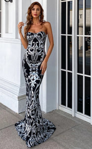 Angelina Gown- Silver - Top Glam Shop