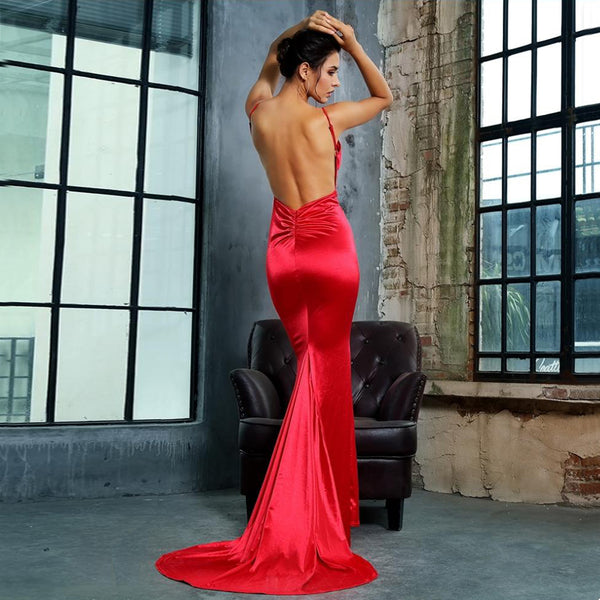 Emilia Sateen Gown- Red - Top Glam Shop