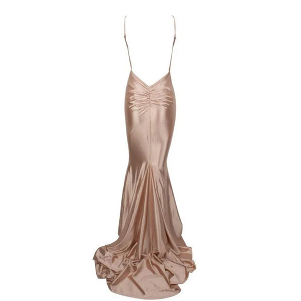 Emilia Sateen Gown- Light Gold - Top Glam Shop