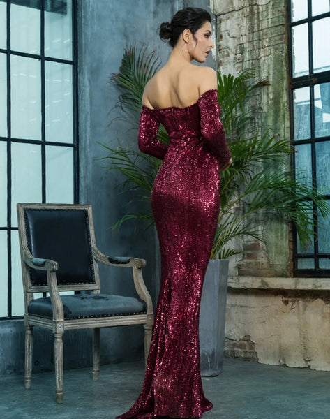 Giselle Gown- Deep Red - Top Glam Shop