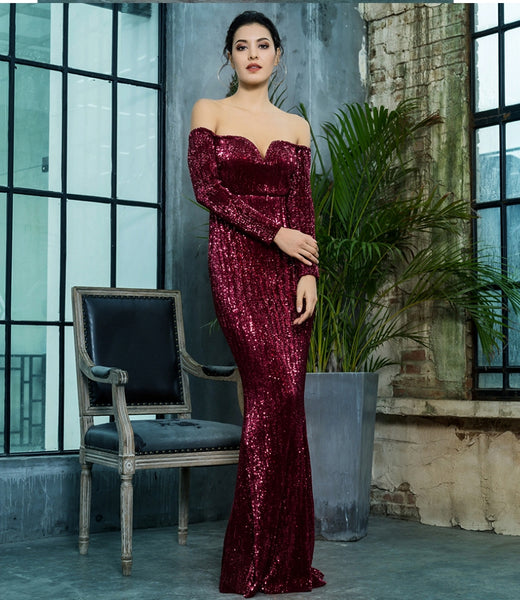 Giselle Gown- Deep Red - Top Glam Shop