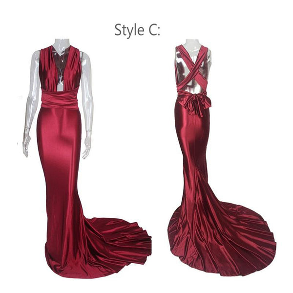 Iris Multiway Gown- Deep Red - Top Glam Shop