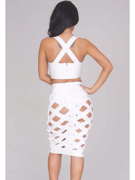 Layla Bandage Dress- White - Top Glam Shop