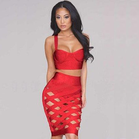 Layla Bandage Dress- Red - Top Glam Shop
