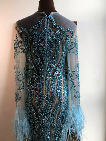 Letizia Embellished Gown- Blue - Top Glam Shop
