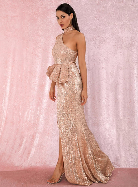 Martina Ruffled Gown- Gold - Top Glam Shop