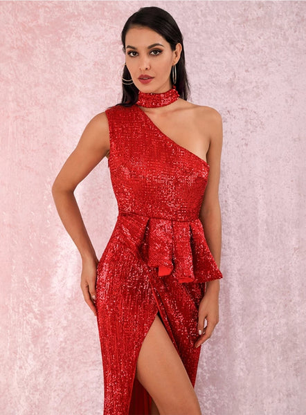 Martina Ruffled Gown- Red - Top Glam Shop