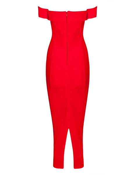 Zeena Bandage Dress- Red - Top Glam Shop