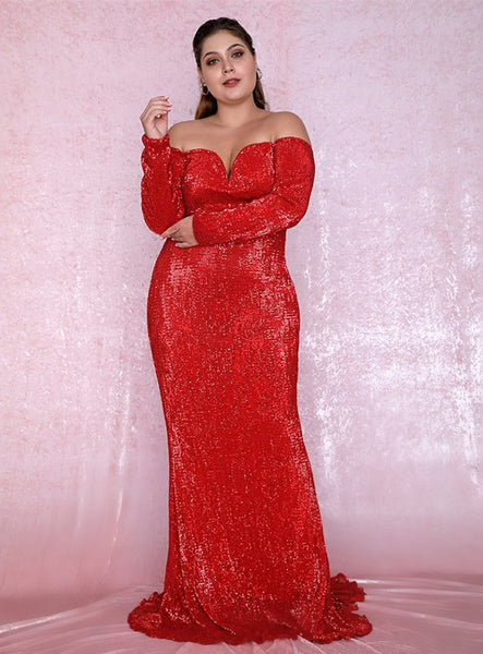 Giselle Gown- Red (Curve) - Top Glam Shop