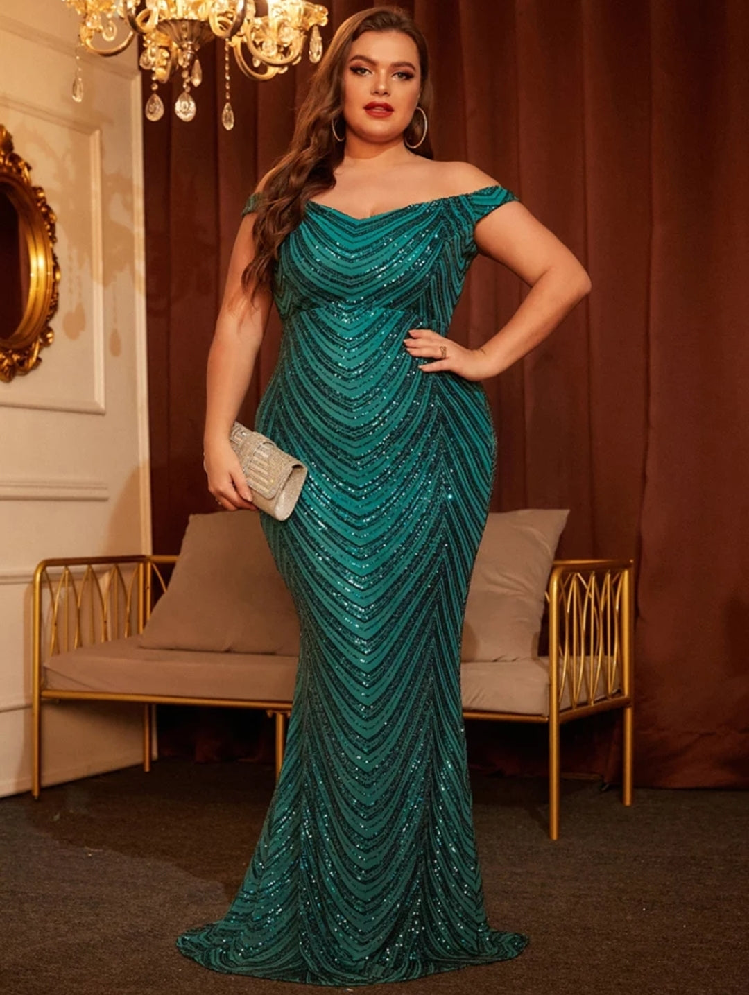 kor Ambient hoste Emerald Green Plus-Size Long Sequin Dress – Top Glam Shop