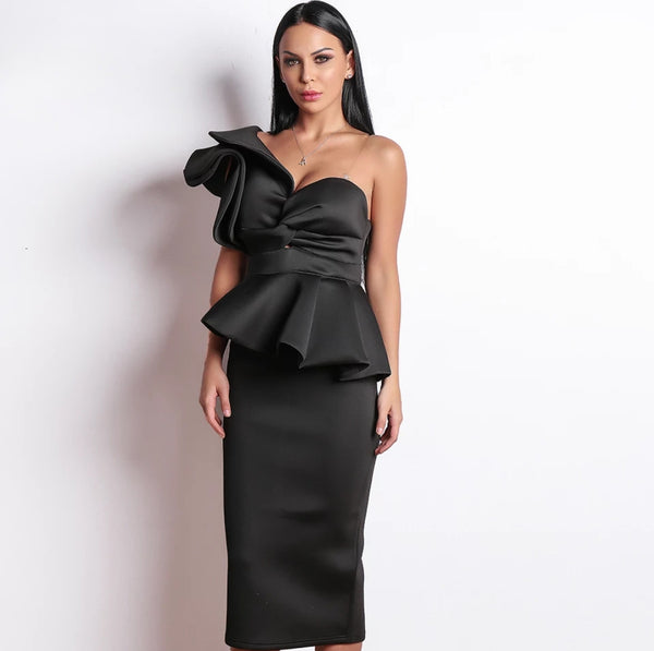 Starlet Ruffle Dress- Black - Top Glam Shop