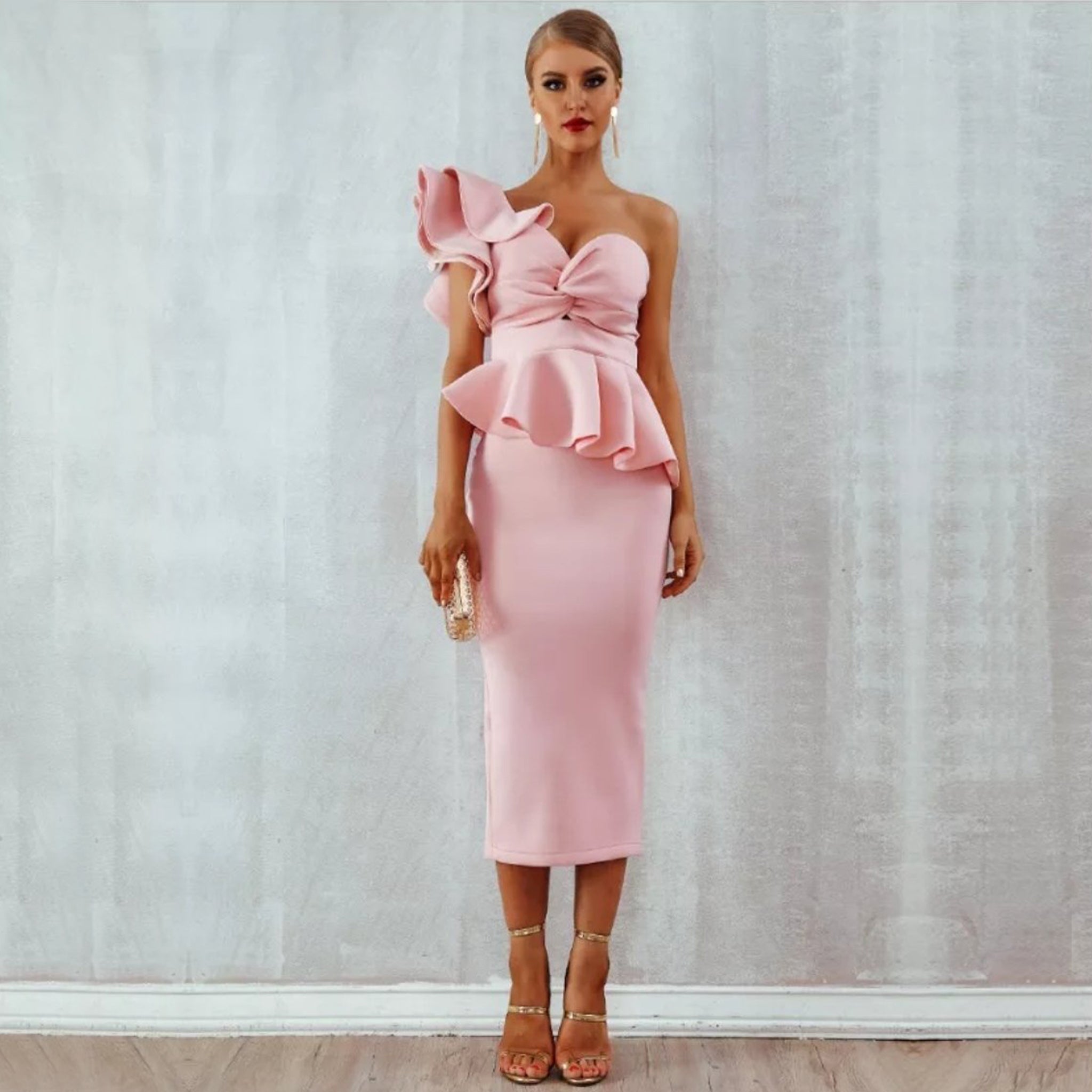Starlet Ruffle Dress- Pink - Top Glam Shop