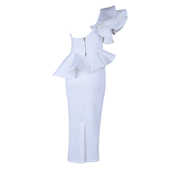 Starlet Ruffle Dress- White - Top Glam Shop
