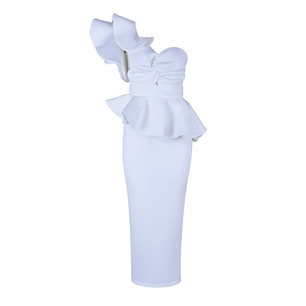 Starlet Ruffle Dress- White - Top Glam Shop