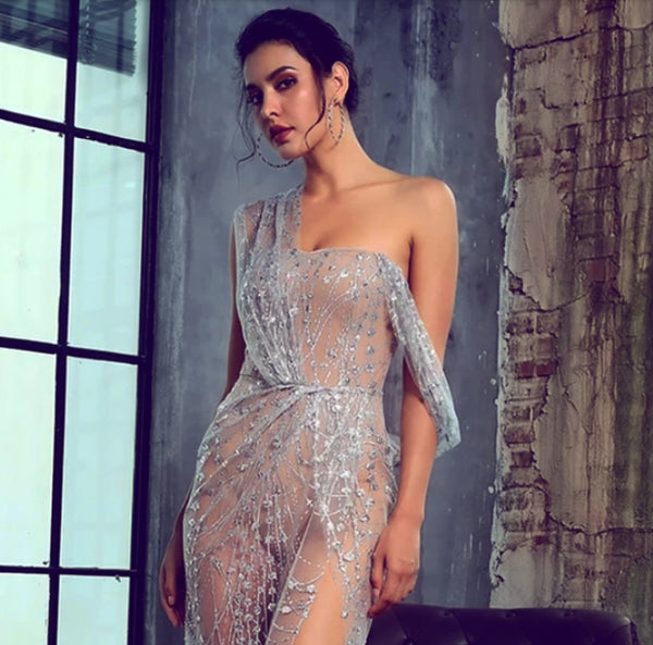 Stefania Gown- Silver - Top Glam Shop