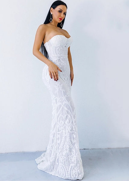 Angelina Gown- White - Top Glam Shop