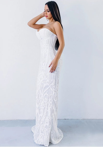 Angelina Gown- White - Top Glam Shop