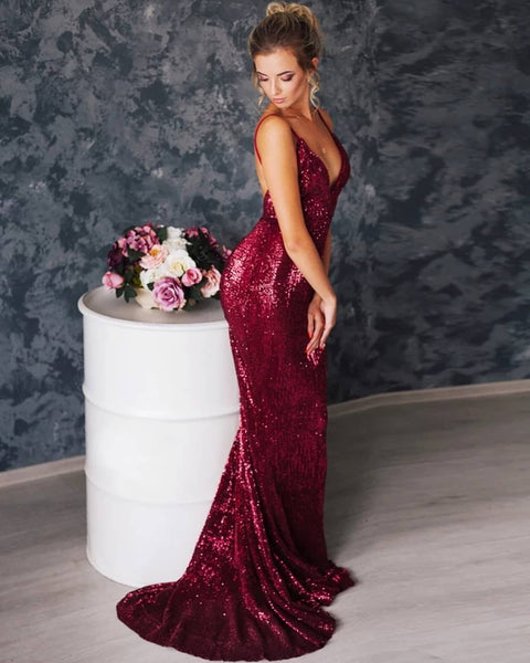 Zahra Gown- Deep Red - Top Glam Shop