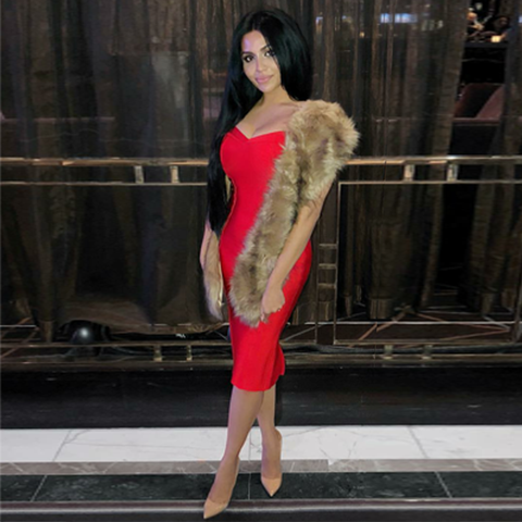 Zeena Bandage Dress- Red - Top Glam Shop