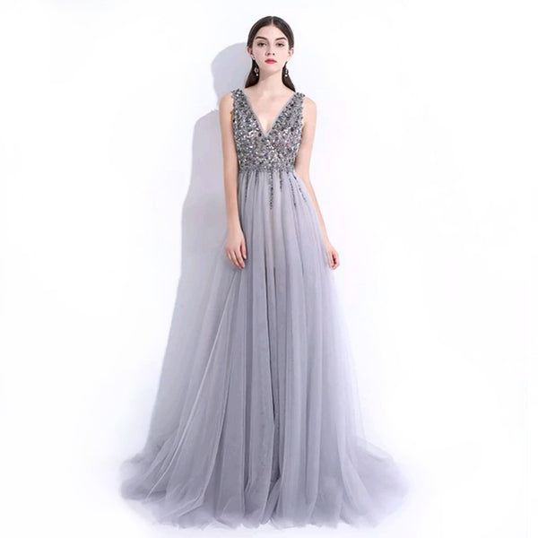 Zendaya Tulle Gown- Grey - Top Glam Shop