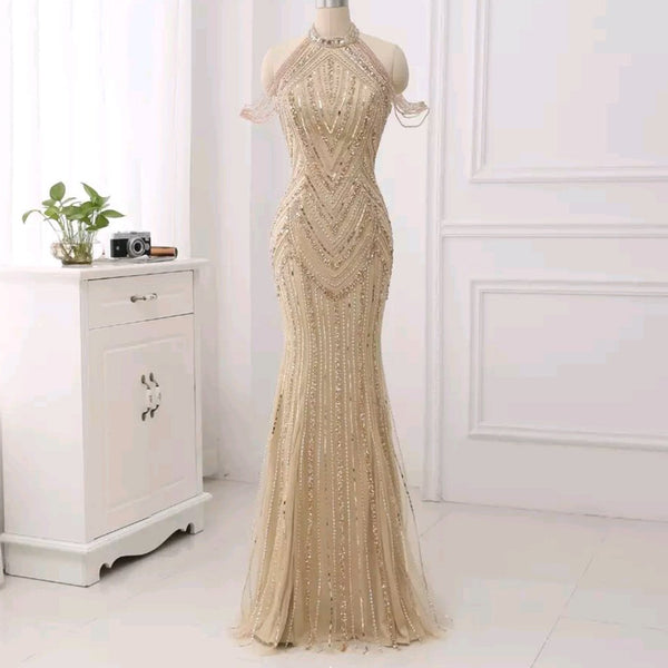 Zonnique Beaded Gown- Gold - Top Glam Shop