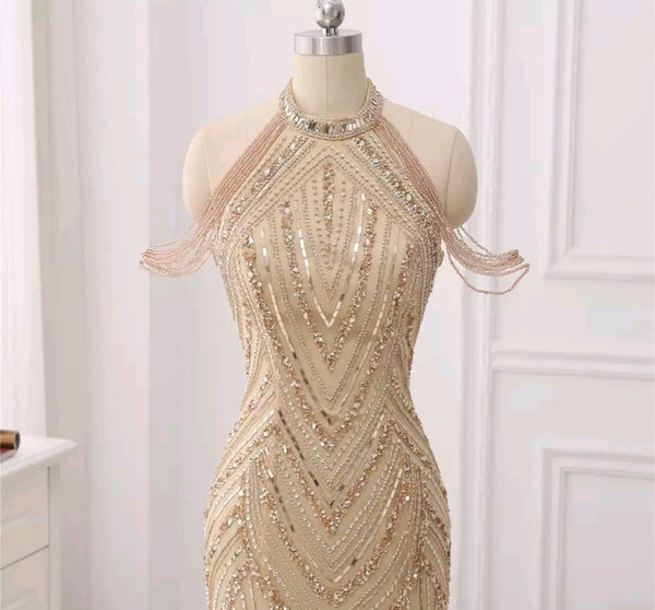 Zonnique Beaded Gown- Gold - Top Glam Shop